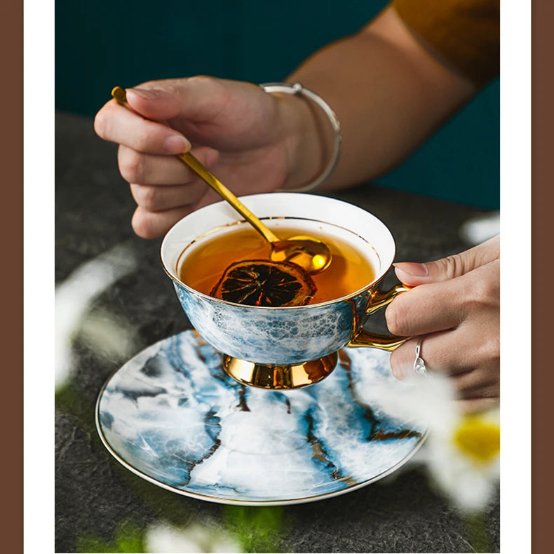 Bone Porcelain Coffee Cup Exquisite Luxury Household Cup and Dish Set Design Sense Small Group Cup Afternoon Tea Set