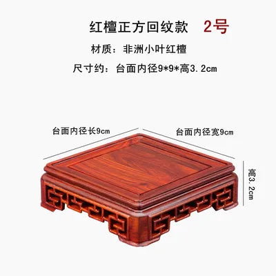 Bonsai Square Redwood Carve Base Hollow Out Pedestal Nature Redwood Display Shelf Flower Stands Vase Tray Planter Pots