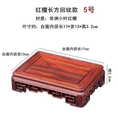Bonsai Square Redwood Carve Base Hollow Out Pedestal Nature Redwood Display Shelf Flower Stands Vase Tray Planter Pots