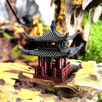 Bonsai micro landscape , fish tanks, small decorative items, Chinese ancient architectural models, courtyards, pavilions