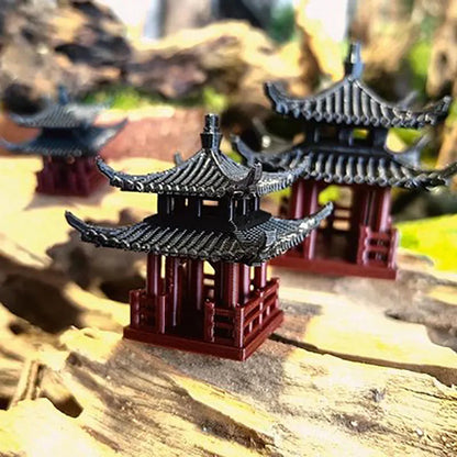 Bonsai micro landscape , fish tanks, small decorative items, Chinese ancient architectural models, courtyards, pavilions