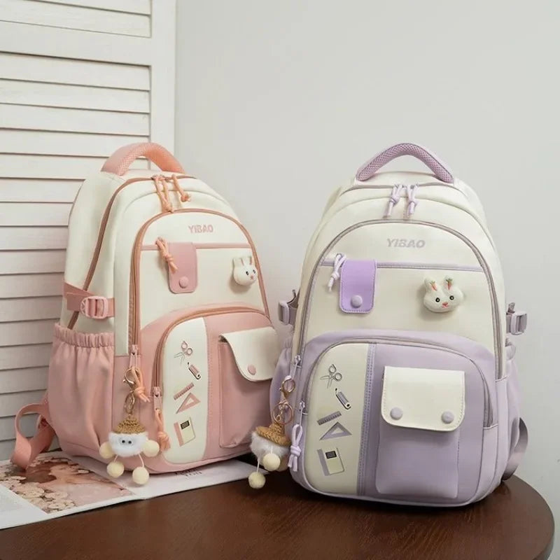 Book Bag Large-capacity Nylon Casual Campus Backpack Middle School Student Schoolbag Lightweight Elementary School Girl Backpack