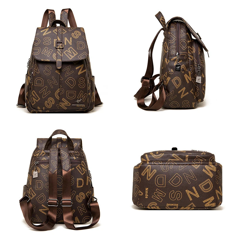 Book Bag Women's New Fashion Letter Printing Backpacks Casual Multi Purpose One Shoulder Women's Bag Backpack Mochilas Sac A Dos