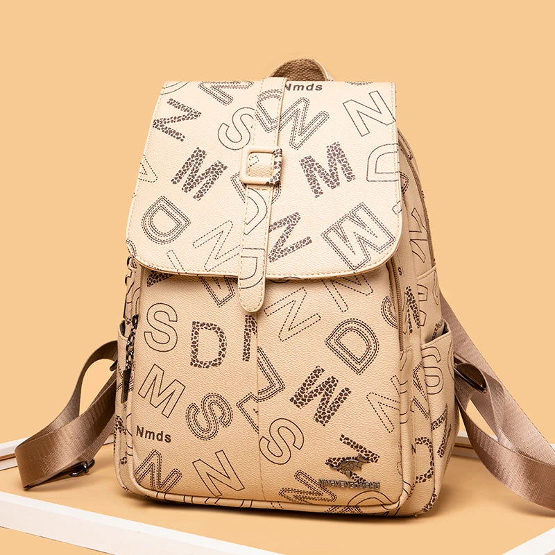 Book Bag Women's New Fashion Letter Printing Backpacks Casual Multi Purpose One Shoulder Women's Bag Backpack Mochilas Sac A Dos