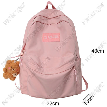Book Black Ladies Backpacks Kawaii Girl School Nylon Bag Teen College Student Female Backpack Waterproof Cute Women Bags Fashion