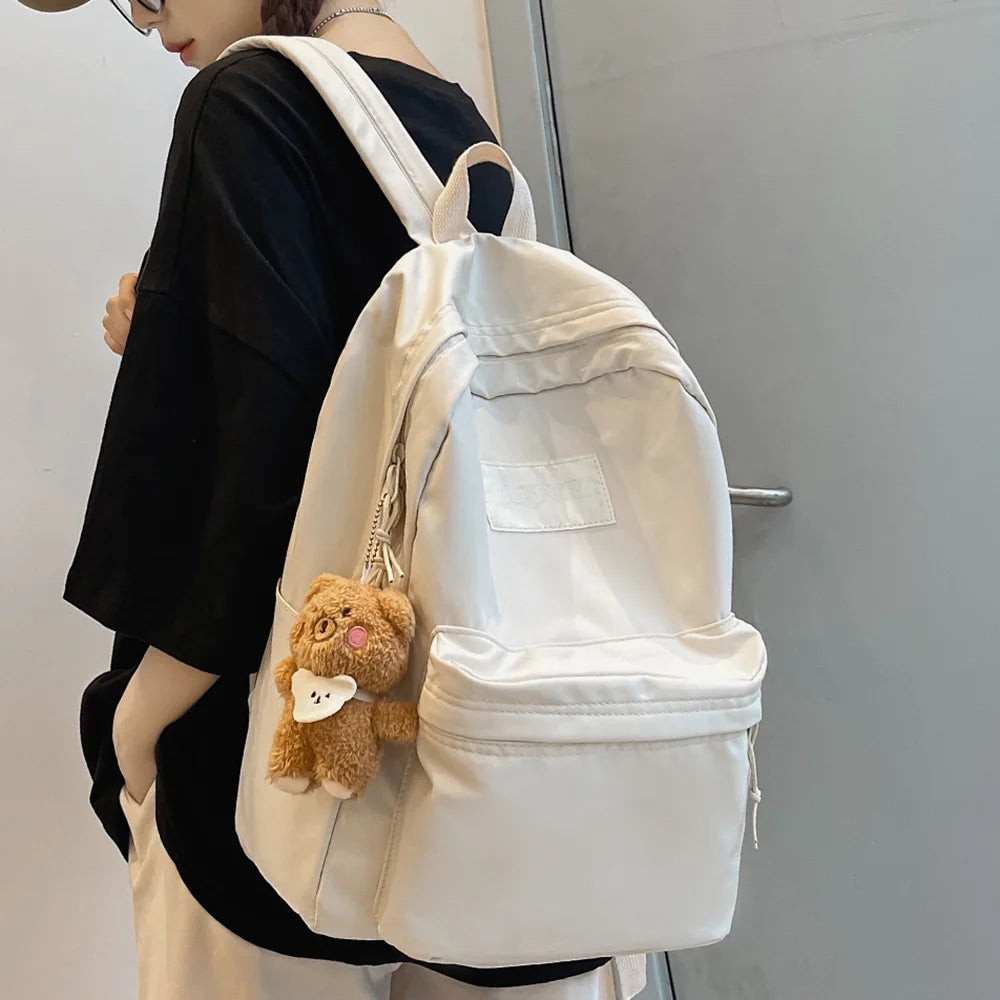 Book Black Ladies Backpacks Kawaii Girl School Nylon Bag Teen College Student Female Backpack Waterproof Cute Women Bags Fashion