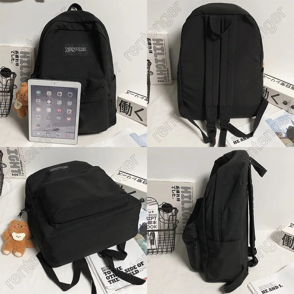 Book Black Ladies Backpacks Kawaii Girl School Nylon Bag Teen College Student Female Backpack Waterproof Cute Women Bags Fashion