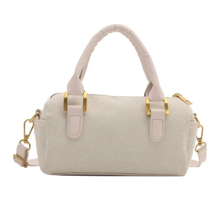 Boston Bag 2024 New Crossbody Bag Women's Suede Frosted Retro Handheld Cylinder Bag Luxury Handbags  Designer Bags
