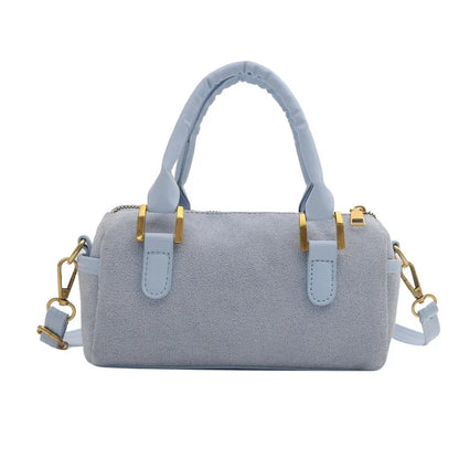 Boston Bag 2024 New Crossbody Bag Women's Suede Frosted Retro Handheld Cylinder Bag Luxury Handbags  Designer Bags