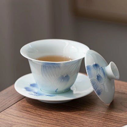 Boutique Ceramic Gaiwan Handmade Tea Maker White Porcelain with Cover Tea Bowl Chinese Tea Set Accessories Home Teacup