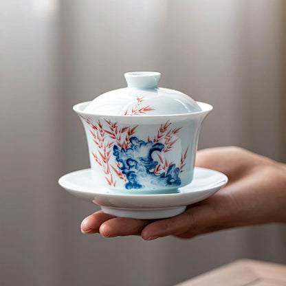 Boutique Ceramic Gaiwan Handmade Tea Maker White Porcelain with Cover Tea Bowl Chinese Tea Set Accessories Home Teacup