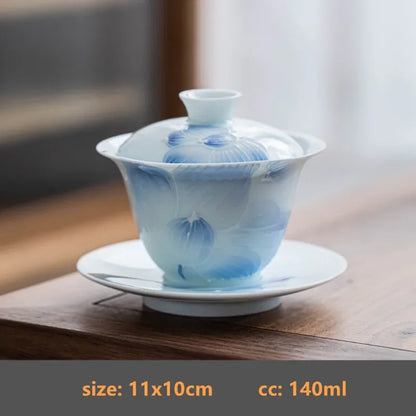 Boutique Ceramic Gaiwan Handmade Tea Maker White Porcelain with Cover Tea Bowl Chinese Tea Set Accessories Home Teacup