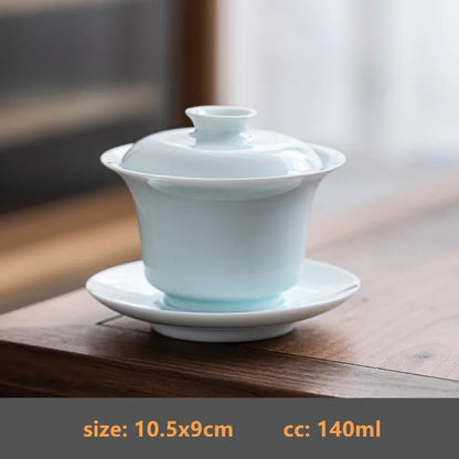 Boutique Ceramic Gaiwan Handmade Tea Maker White Porcelain with Cover Tea Bowl Chinese Tea Set Accessories Home Teacup