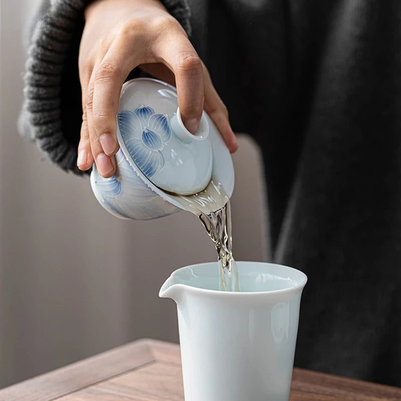 Boutique Ceramic Gaiwan Handmade Tea Maker White Porcelain with Cover Tea Bowl Chinese Tea Set Accessories Home Teacup