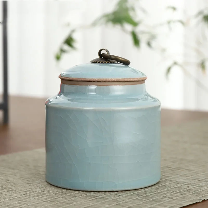 Boutique Ceramic Tea Caddy Airtight Jar Home with Lid Tea Cans  Coffee Moisture-proof Jars Kitchen Grain Spice Container