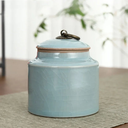 Boutique Ceramic Tea Caddy Airtight Jar Home with Lid Tea Cans  Coffee Moisture-proof Jars Kitchen Grain Spice Container