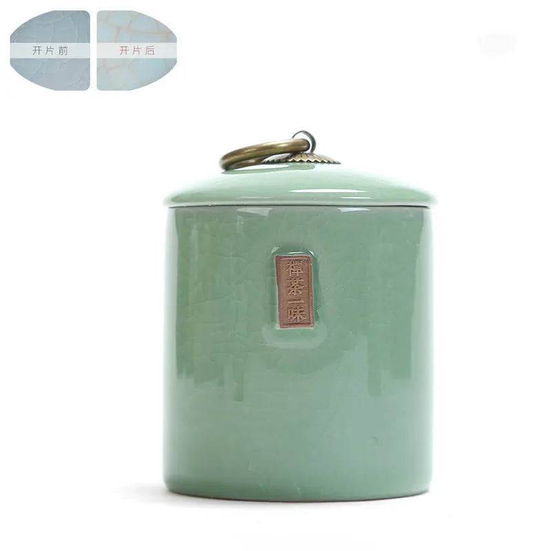 Boutique Ceramic Tea Caddy Airtight Jar Home with Lid Tea Cans  Coffee Moisture-proof Jars Kitchen Grain Spice Container