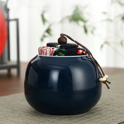 Boutique Ceramic Tea Caddy Airtight Jar Home with Lid Tea Cans  Coffee Moisture-proof Jars Kitchen Grain Spice Container