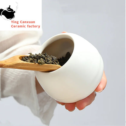 Boutique Ceramic Tea Caddy Airtight Jar Home with Lid Tea Cans  Coffee Moisture-proof Jars Kitchen Grain Spice Container