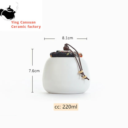 Boutique Ceramic Tea Caddy Airtight Jar Home with Lid Tea Cans  Coffee Moisture-proof Jars Kitchen Grain Spice Container