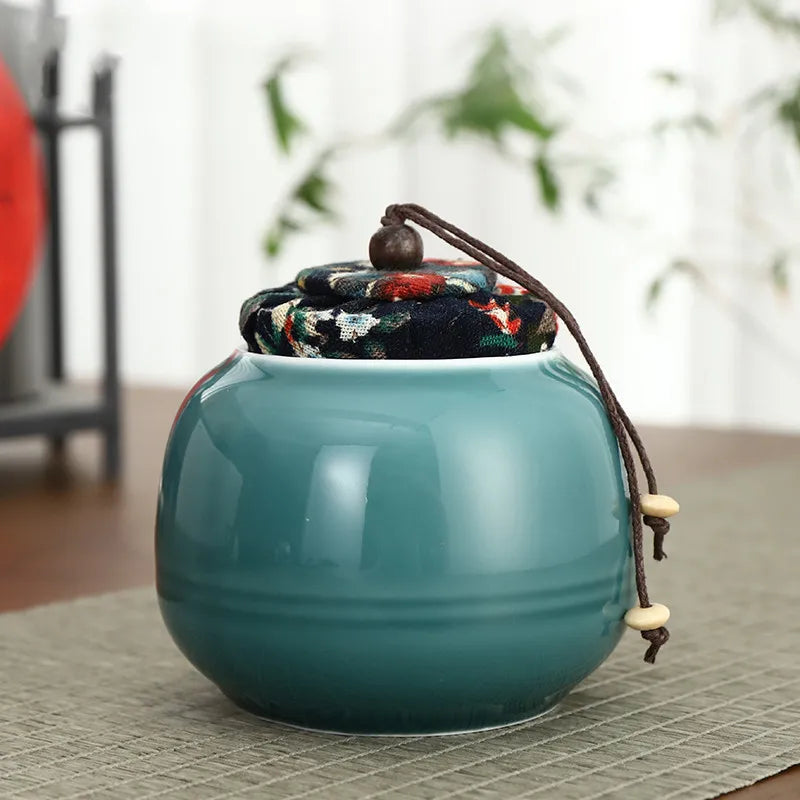 Boutique Ceramic Tea Caddy Airtight Jar Home with Lid Tea Cans  Coffee Moisture-proof Jars Kitchen Grain Spice Container