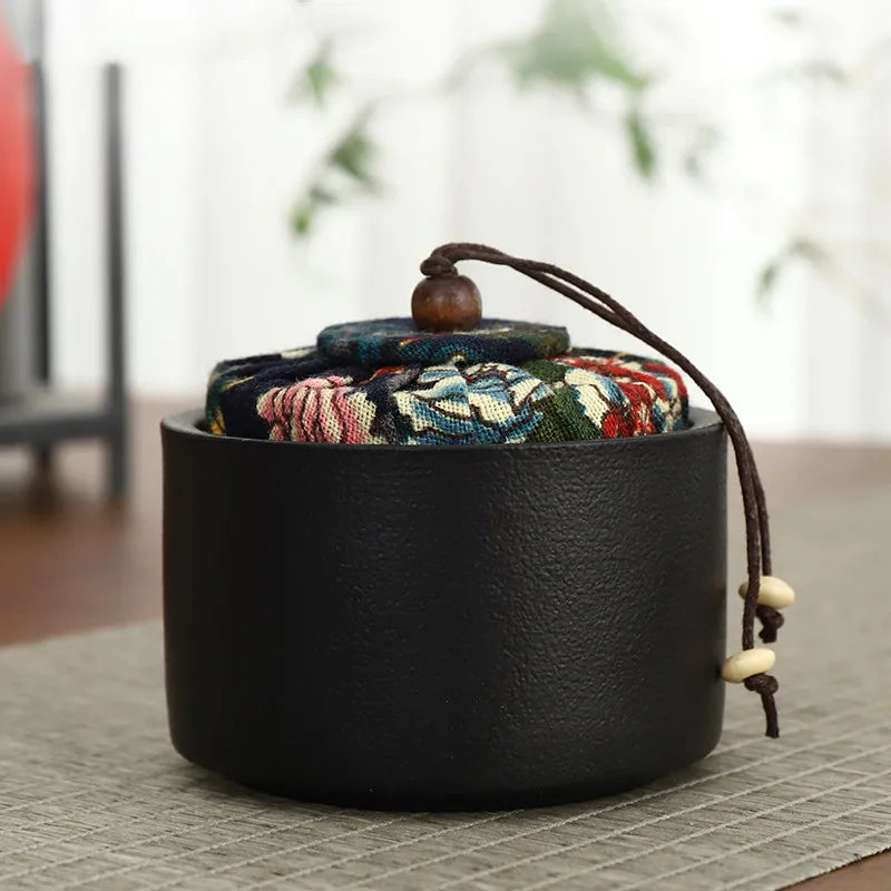 Boutique Ceramic Tea Caddy Airtight Jar Home with Lid Tea Cans  Coffee Moisture-proof Jars Kitchen Grain Spice Container