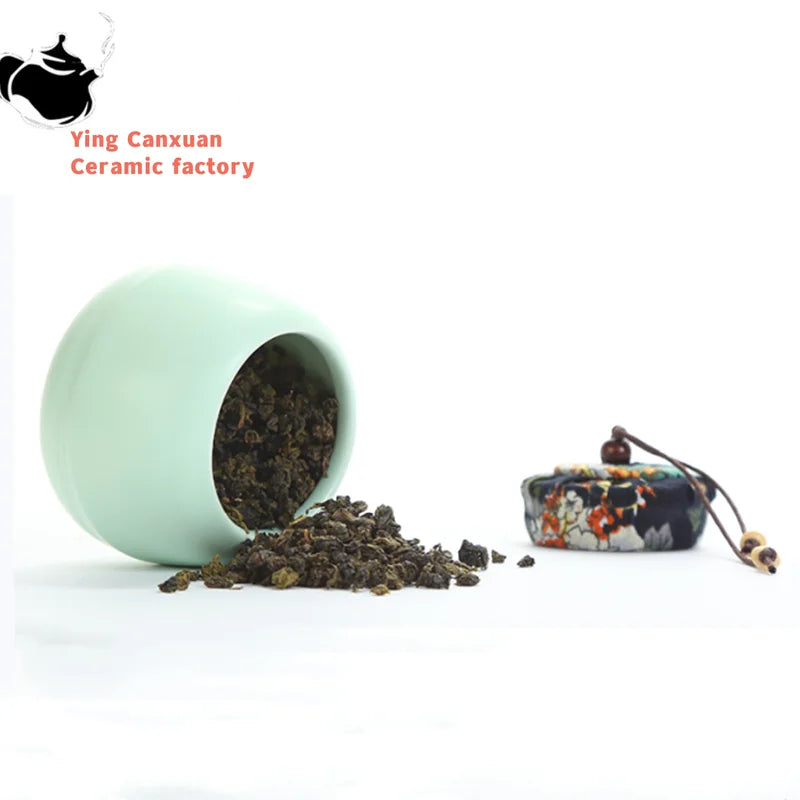 Boutique Ceramic Tea Caddy Airtight Jar Home with Lid Tea Cans  Coffee Moisture-proof Jars Kitchen Grain Spice Container