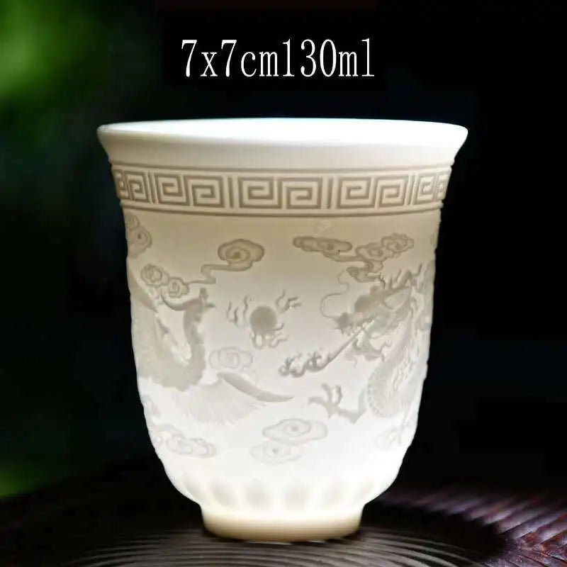 Boutique Ceramic Teacup Meditation Cup Handmade Three-dimensional Relief Tea Bowl Chinese Tea Set Accessories Master Cup