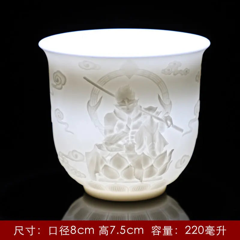 Boutique Ceramic Teacup Meditation Cup Handmade Three-dimensional Relief Tea Bowl Chinese Tea Set Accessories Master Cup