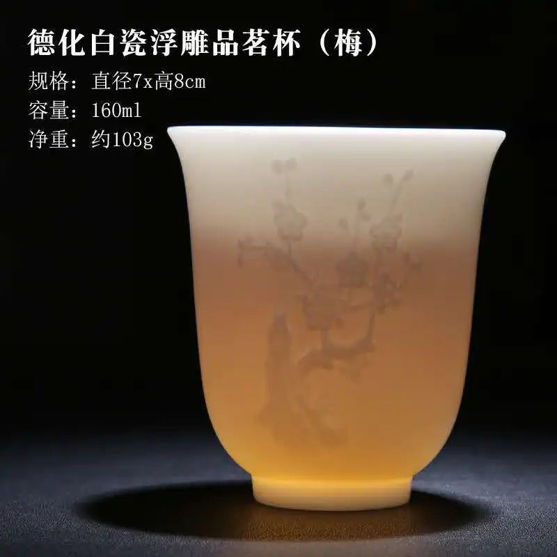 Boutique Ceramic Teacup Meditation Cup Handmade Three-dimensional Relief Tea Bowl Chinese Tea Set Accessories Master Cup