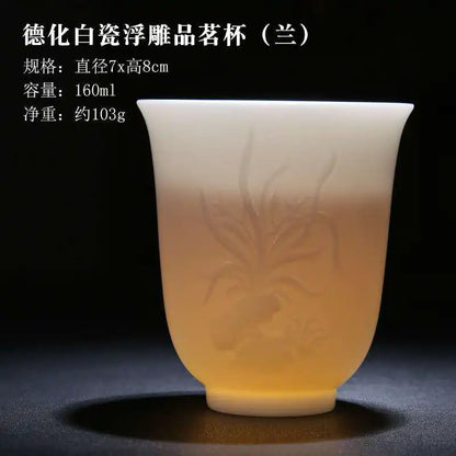 Boutique Ceramic Teacup Meditation Cup Handmade Three-dimensional Relief Tea Bowl Chinese Tea Set Accessories Master Cup