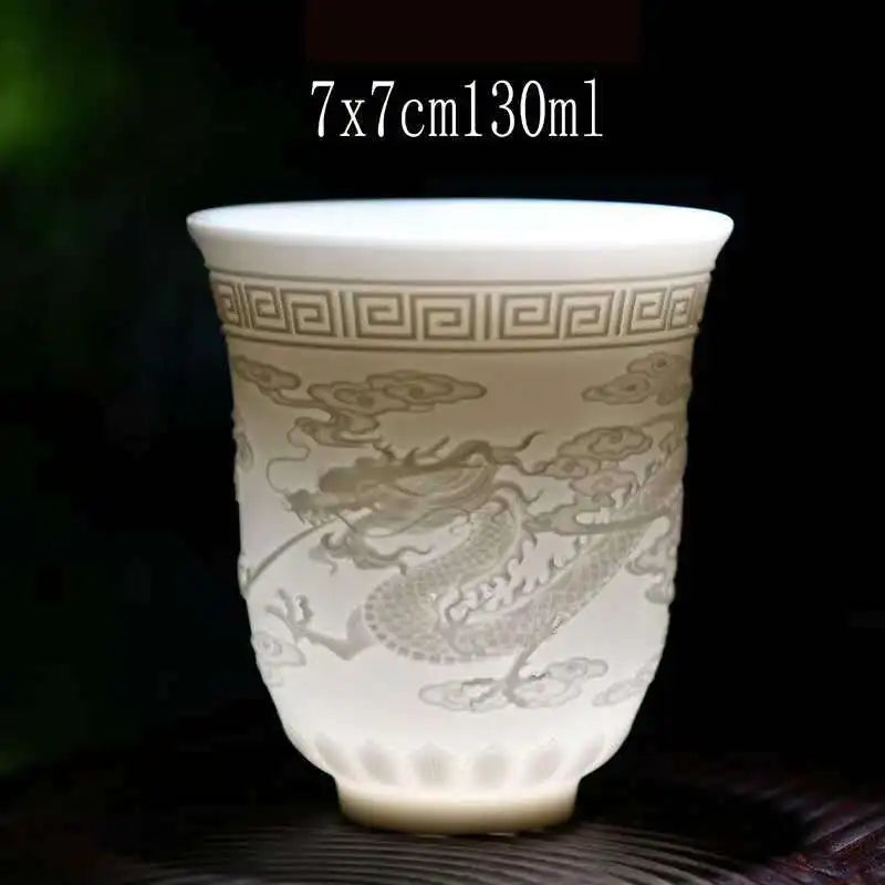 Boutique Ceramic Teacup Meditation Cup Handmade Three-dimensional Relief Tea Bowl Chinese Tea Set Accessories Master Cup