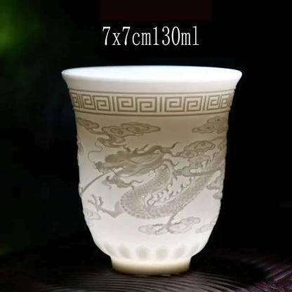 Boutique Ceramic Teacup Meditation Cup Handmade Three-dimensional Relief Tea Bowl Chinese Tea Set Accessories Master Cup