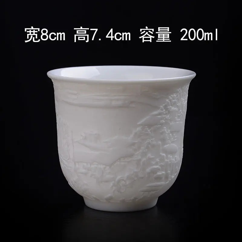 Boutique Ceramic Teacup Meditation Cup Handmade Three-dimensional Relief Tea Bowl Chinese Tea Set Accessories Master Cup