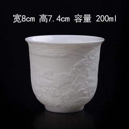 Boutique Ceramic Teacup Meditation Cup Handmade Three-dimensional Relief Tea Bowl Chinese Tea Set Accessories Master Cup