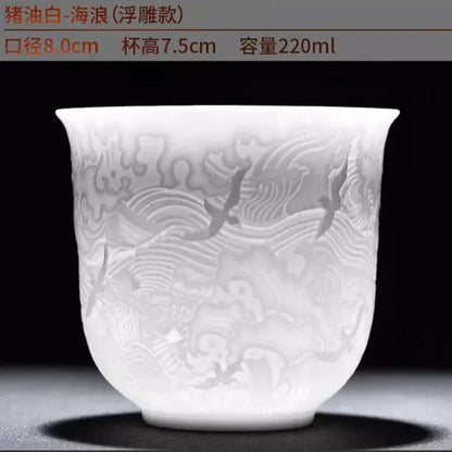 Boutique Ceramic Teacup Meditation Cup Handmade Three-dimensional Relief Tea Bowl Chinese Tea Set Accessories Master Cup