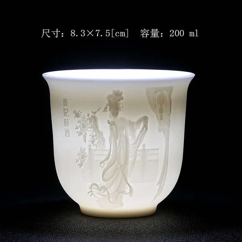 Boutique Ceramic Teacup Meditation Cup Handmade Three-dimensional Relief Tea Bowl Chinese Tea Set Accessories Master Cup