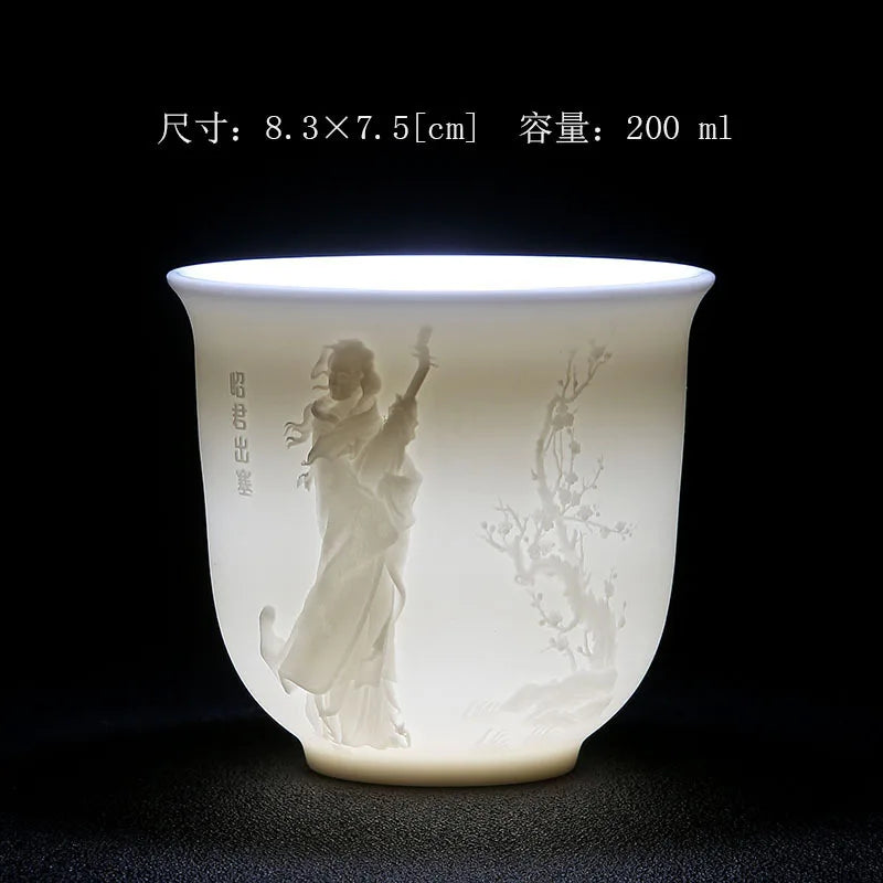 Boutique Ceramic Teacup Meditation Cup Handmade Three-dimensional Relief Tea Bowl Chinese Tea Set Accessories Master Cup
