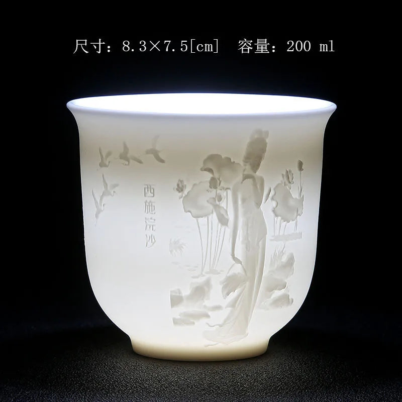 Boutique Ceramic Teacup Meditation Cup Handmade Three-dimensional Relief Tea Bowl Chinese Tea Set Accessories Master Cup