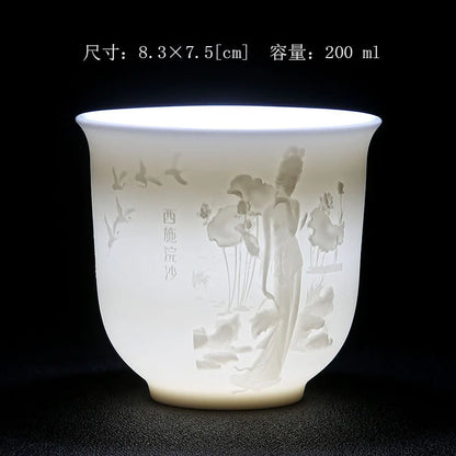 Boutique Ceramic Teacup Meditation Cup Handmade Three-dimensional Relief Tea Bowl Chinese Tea Set Accessories Master Cup