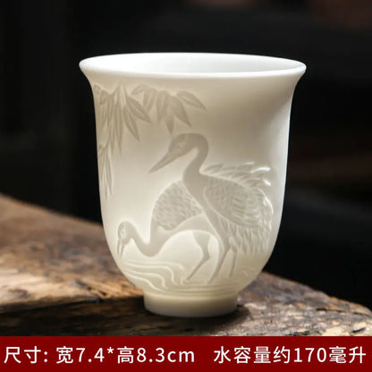 Boutique Ceramic Teacup Meditation Cup Handmade Three-dimensional Relief Tea Bowl Chinese Tea Set Accessories Master Cup