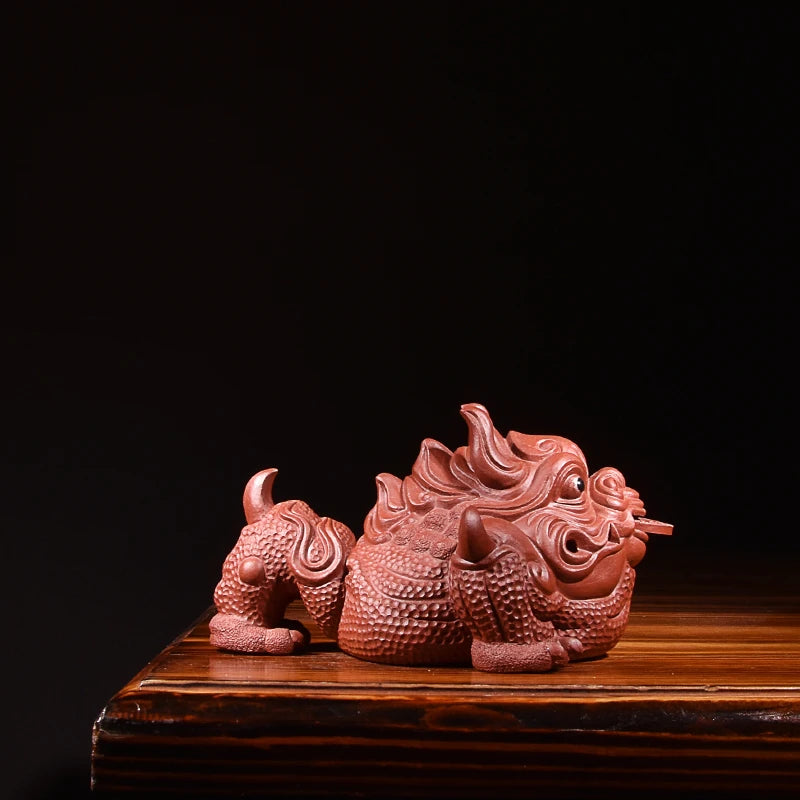 Boutique General Toad Tea Ornaments Yixing Purple Sand Handmade Dragon Toad Lucky Three Feet Golden Toad Tea Ceremony Tea Tray D