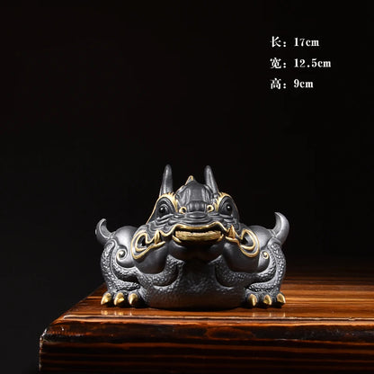 Boutique General Toad Tea Ornaments Yixing Purple Sand Handmade Dragon Toad Lucky Three Feet Golden Toad Tea Ceremony Tea Tray D
