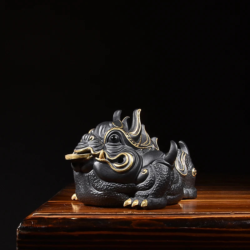 Boutique General Toad Tea Ornaments Yixing Purple Sand Handmade Dragon Toad Lucky Three Feet Golden Toad Tea Ceremony Tea Tray D