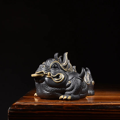 Boutique General Toad Tea Ornaments Yixing Purple Sand Handmade Dragon Toad Lucky Three Feet Golden Toad Tea Ceremony Tea Tray D
