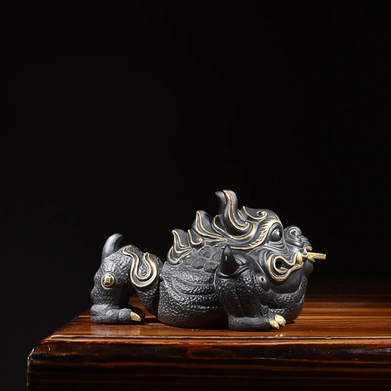 Boutique General Toad Tea Ornaments Yixing Purple Sand Handmade Dragon Toad Lucky Three Feet Golden Toad Tea Ceremony Tea Tray D