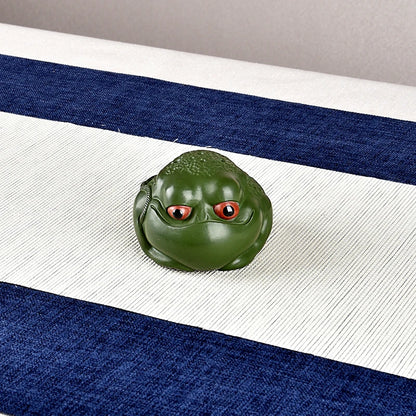 Boutique Green Mud Golden Toad Tea Ornaments Tea Tray Utensils Tea Table Decoration Raw Ore Famous Li Changtao Handmade Supporta