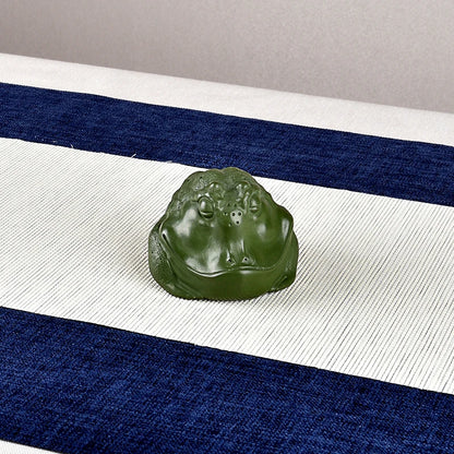 Boutique Green Mud Golden Toad Tea Ornaments Tea Tray Utensils Tea Table Decoration Raw Ore Famous Li Changtao Handmade Supporta