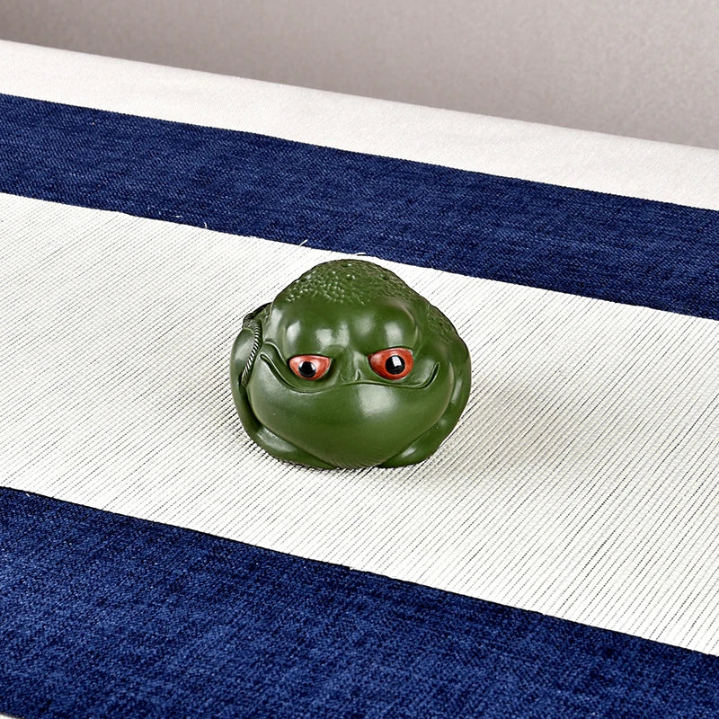 Boutique Green Mud Golden Toad Tea Ornaments Tea Tray Utensils Tea Table Decoration Raw Ore Famous Li Changtao Handmade Supporta