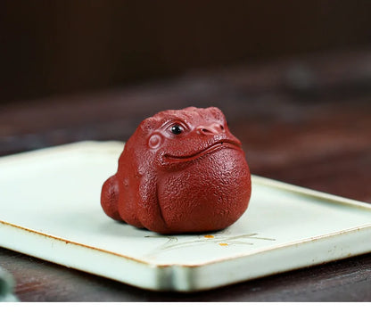 Boutique Purple Clay Tea Pet Three-legged Golden Toad Ornaments Handmade Sculpture Crafts Home Tea Set Decor Accessories
